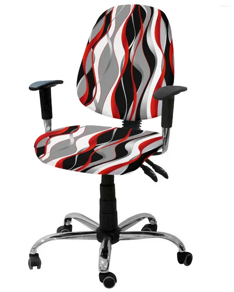Stuhlhussen, Stereo, abstrakte Linie, Farbverlauf, rot, elastisch, Sessel-Computerbezug, abnehmbarer Büro-Schonbezug, geteilter Sitz
