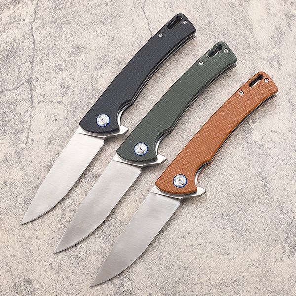 Nuovo arrivo A2246 Coltello pieghevole Flipper D2 Lama satinata CNC Maniglia Micarta Cuscinetto a sfere Coltelli a cartella aperta veloce Strumento EDC