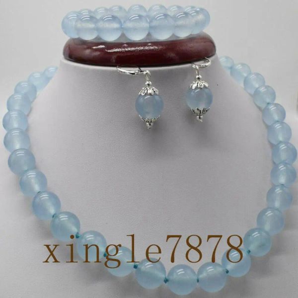 Set di perle rotonde per perle rotonde di gembo blu naturali da 10 mm