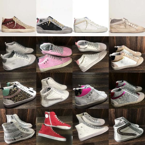 Golden Goose Deluxe Brand GGDB Вы Deluxe marka orta yıldız spor ayakkabı yüksek üst ayakkabılar rahat botlar klasik glitter tasarımcı kadın erkekler moda beyaz yapmak kirli deri t