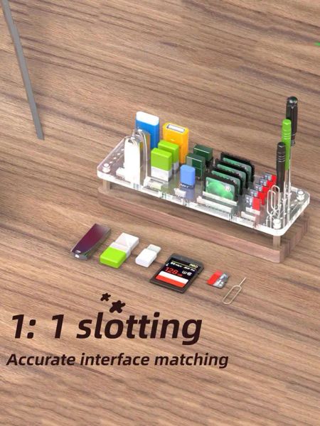 Scatole in legno Desktop Memory Card Storage Holder Organizer Stand 29 Slot per CF/SD/MicroSD/SDHC/MS Accessori del gioco Scatola di schede di memoria