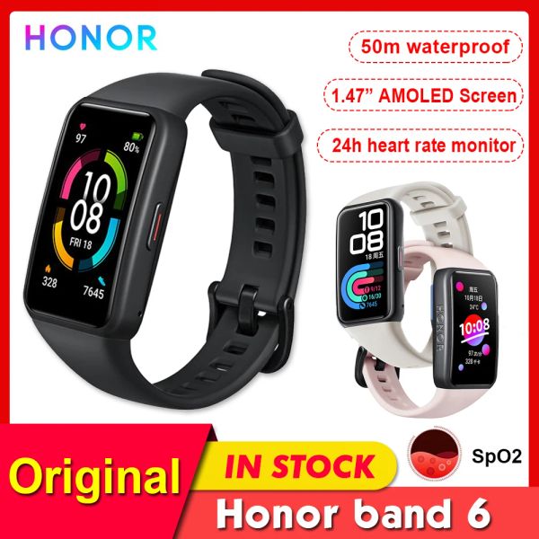 Catena originale Honor Band 6 versione globale Smart Band impermeabile cardiofrequenzimetro orologio ossigeno nel sangue braccialetto touch screen AMOLED