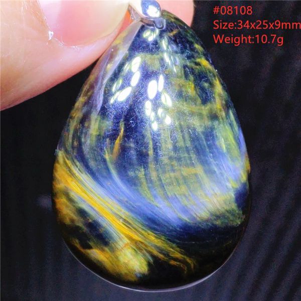 Ciondoli Ciondolo Pietersite Blu Naturale Occhio di Gatto Pietersite Giallo Fuoco Chatoyant Collana Pietersite Goccia D'acqua AAAAAA