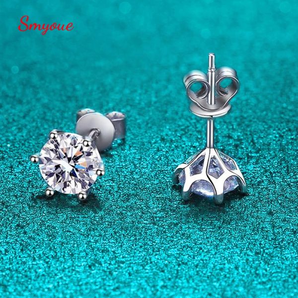 Orecchini Smyoue Orecchini a bottone in Moissanite di colore D da 2 ct certificati per le donne Orecchini con diamanti da laboratorio in oro bianco S925 in argento sterling brillante