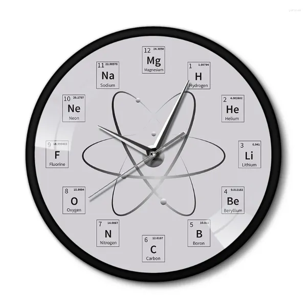 Relógios de parede Arte Relógio Relógio Tabela Periódica de Elementos Química Ciência Biologia Professores Presente Metal Frame Duvar Saati