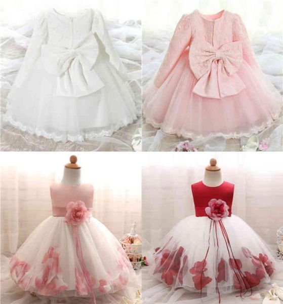 Vestidos brancos de manga comprida para meninas, roupas para meninas, batismo, 1 ano, festa de aniversário, batizado, vestido infantil k714656882