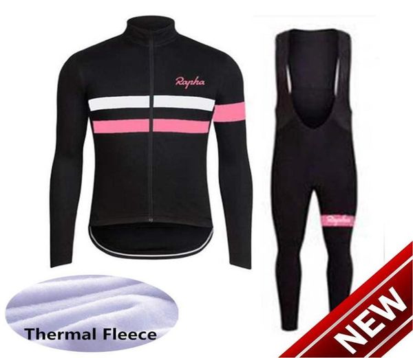 2021 Rapha Team Cycling Winter Thermal Fleece Jersey Bib Pants Set Maillot Ciclismo Abbigliamento da bici traspirante 91004f4729496