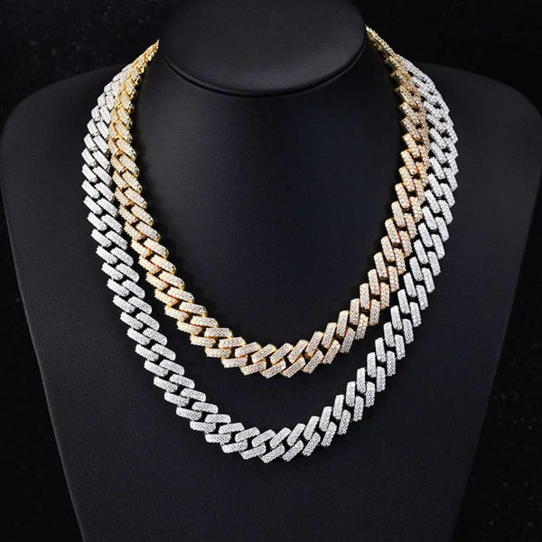 Gioielli hip-hop in stock VVS Moissanite Catena cubana Doppia fila Miami Cuban Necklace 925 Sliv da 13mm Cuban Link Catena