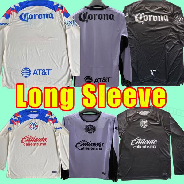 Camisas de futebol de manga comprida liga mx 23 24 Club América HENRY D.VALDES 3º R.MARTINEZ FIDALGO 2023 2024 maillot Camisas de futebol em casa fora terceiro treinamento