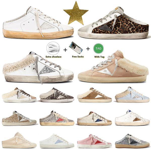 sabot Goldenstar diapositive firmate pantofole di lusso Italia og scarpe di marca uomo donna super stelle sabot pelliccia scivolo mocassini con piattaforma ditry vecchie sneakers Golden Gooooose