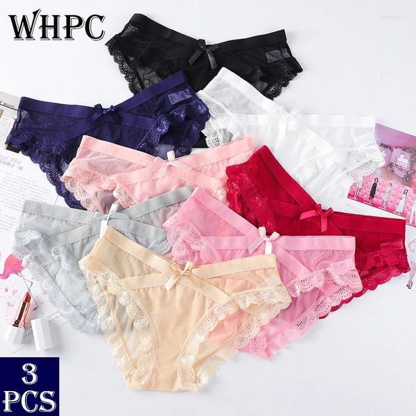 Frauenhöschen 3 Teile/los Spitze Weibliche Slips Bowknot Unterwäsche Hautfreundlich Bequem Für Femmes Elastische Dessous Feminina