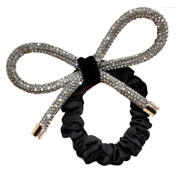 Fermagli per capelli per papillon con strass Corda Glitter Gioiello Elastico Scrunc