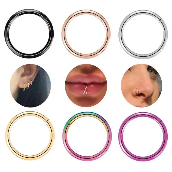 Voltar 20g 18g 16g G23 Titanium Nariz Piercing Lip Rings Ear Piercing Hoop Cartilagem Tragus Helix Conch Brinco Septo Jóias para Mulheres