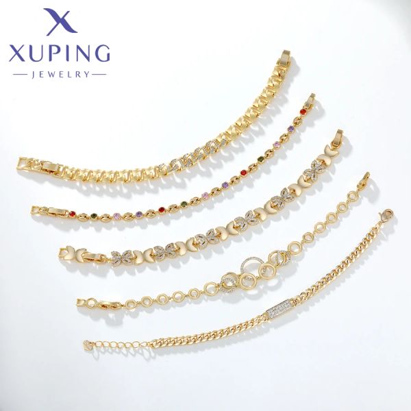 Pulseiras xuping jóias nova chegada moda pulseiras grupo liga de cobre banhado a ouro na moda charme pulseiras para mulheres amor presente aniversário
