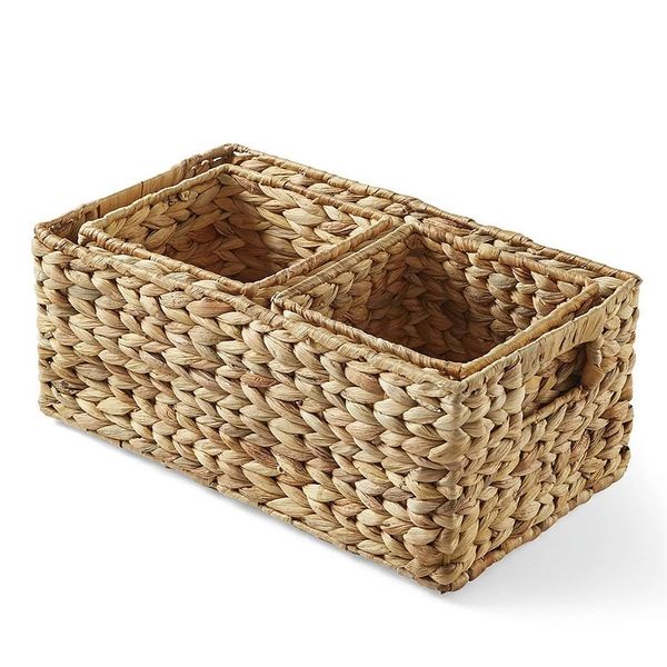 Cesta de jacinto de água natural tecido Better Homes Gardens, conjunto de 3