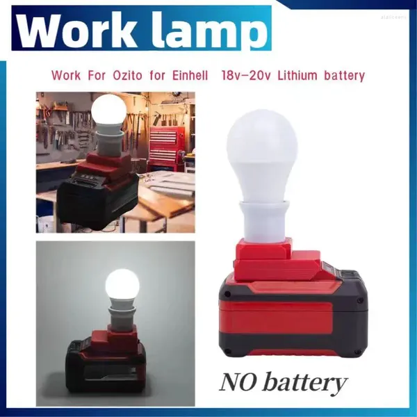 Tragbare Laternen Wiederaufladbare Arbeits-LED-Licht E27-Lampenfassung für Einhell Ozito 18V-Batterie 6000K 5W (Batterie nicht im Lieferumfang enthalten)