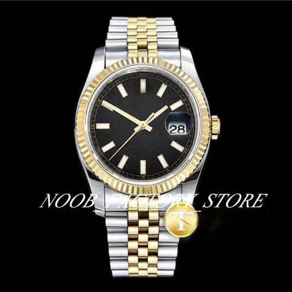 Relógios masculinos nova fábrica dj 36mm dois tons ouro jub rg ss preto grosso lume safira luminescente mostrador diamante moldura automática movemen280p