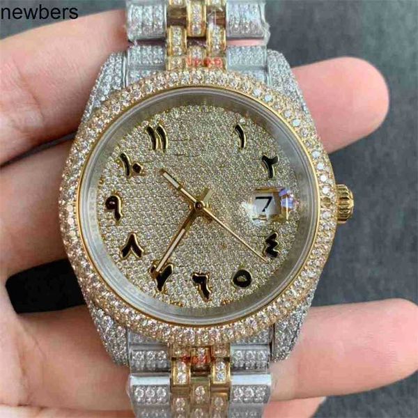 Роскошные мужчины AP Diamonds Watch Pass Test Quartz Движение VVS Iced Out Sapphire Diamond Watch Men 904L Стальной ремешок для сапфировой стеклянной