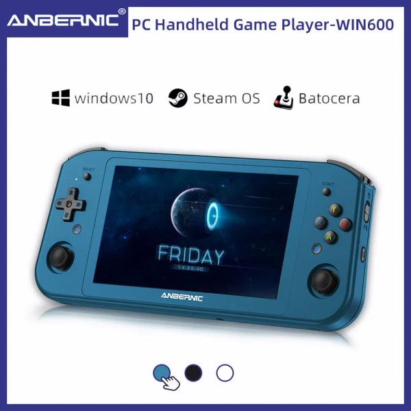 Игроки ANBERNIC, обновленная портативная игровая консоль WIN600, 5,94 дюйма, портативный карманный мини-ноутбук, система Win10/Steam OS, поддержка Batocera