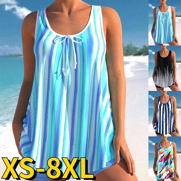 Damenbadebekleidung 2024 Sommer Frauen Sexy Streifen Gedruckt Bikini Weibliche Übergröße Badeanzug Tankini Badeanzug Monokini Beachwear