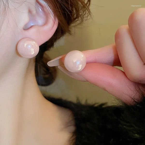 Ohrstecker Süße Bonbonfarbene Runde Perle Für Frauen Koreanische Mode Einfacher Schmuck