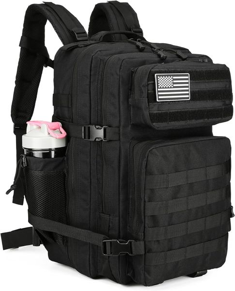 Lovelinks21 45L Tactical Assault Rucksack 3 Tage Assault Pack mit Molle Wasserdichter Rucksack Rucksack für taktische Rucksäcke (Schwarz)