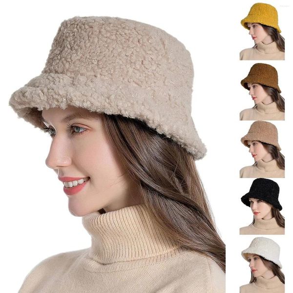 Berets Panama Caps Damen Einfarbig Winter Thermal Winddicht Eimer Fischer Hut Für Frauen Baumwolle UV-Schutz Sonnenkappe Großhandel