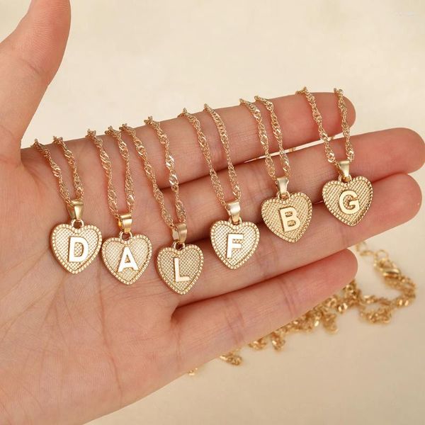 Correntes 17km vintage A-Z letra inicial coração pingente colares para mulheres meninas moda amor fonte colar personalização jóias
