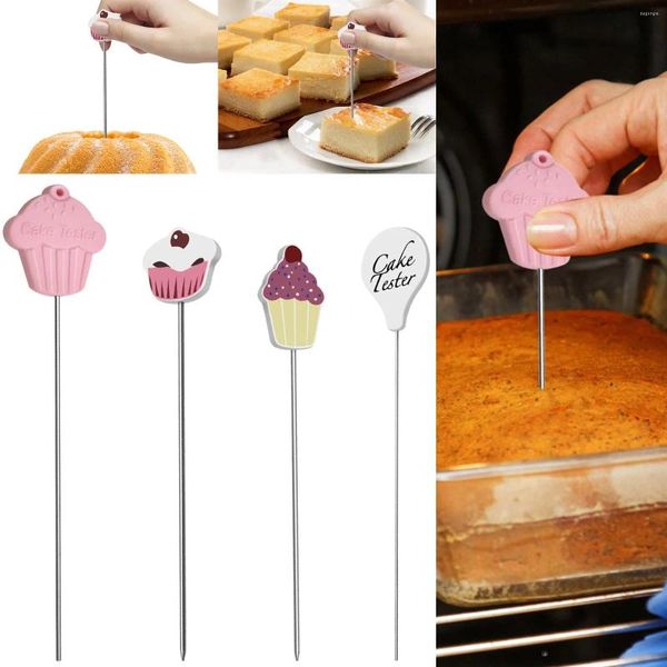 Ferramentas de cozimento testador de bolo, espeto de aço inoxidável, agulha de sonda de cozinha, reutilizável, longo, obrigado, bandeiras para cupcakes