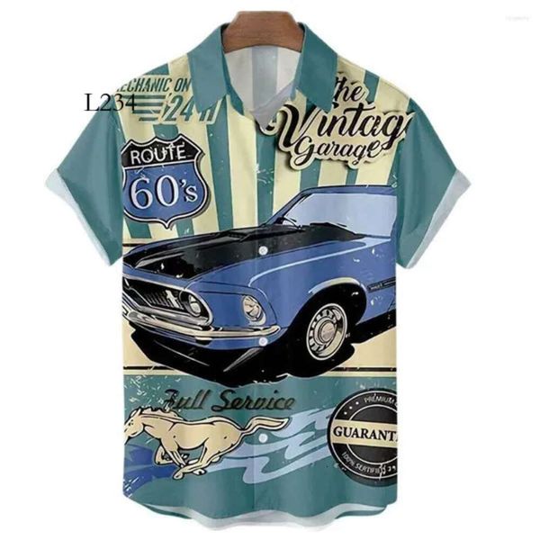 Ropahombre Mode Herren Freizeithemden Sommer Vintage Top 3D-gedrucktes Auto Lose Hawaiianisches Herrenhemd Strand Aloha Modekleidung Ropahombre 211 85