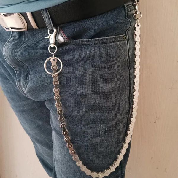 Punk rock exclusivo metal minimalista bicicleta corrente chaveiros para homens mulheres na moda hip hop cintura calças corrente jeans saia jóias 240219