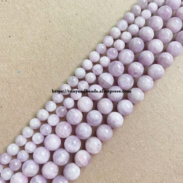 Perline genuine semiprece naturale naturale madagascar kunzite spodumene pietra rotonda perle sciolte 7 8 10 mm per la produzione di gioielli
