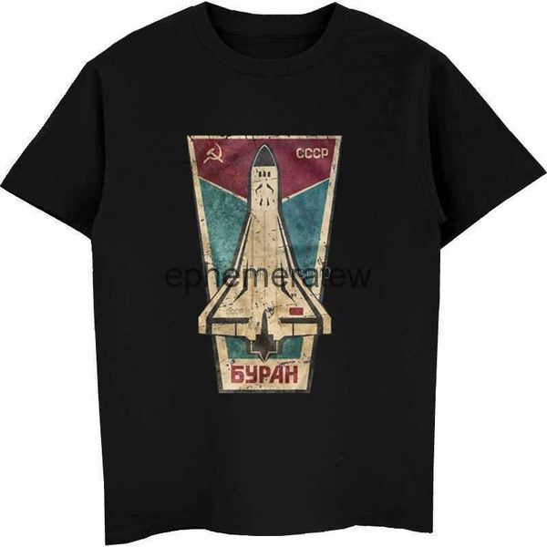 T-shirt da uomo Buran Russian Space Shuttle Tee Shirt Cccp Gagarin Hd stampato Rocket T-shirt da uomo Camicia casual in cotone Hip Hop Tees Top StreetwearH24222