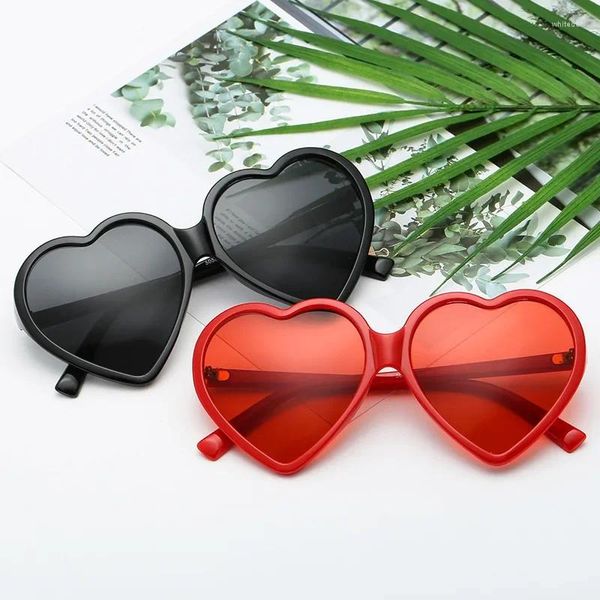 Óculos de sol moda coração forma feminina marca designer luxo adorável colorido claro óculos gato olho quadro eyewear