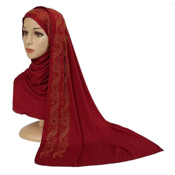 Abbigliamento etnico da donna tinta unita con diamanti Bury Sciarpa Cappello Musulmano Baotu Medio Oriente Copricapo