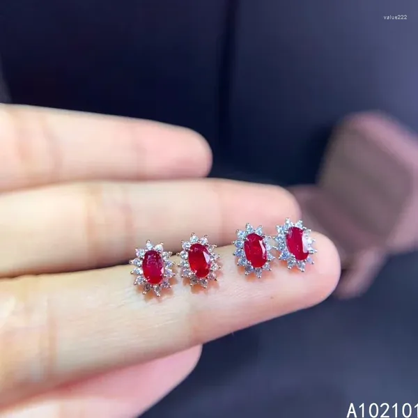 Brincos KJJEAXCMY joias finas 925 prata natural rubi menina vintage venda suporte de orelha teste estilo chinês