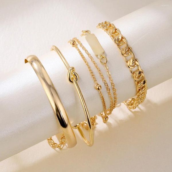 Link Armbänder Yayi Schmuck Punk Gold Farbe Charme Kette Für Frauen Perle Münze Schmetterling Legierung Armreif Mode Böhmischen Set Geschenk