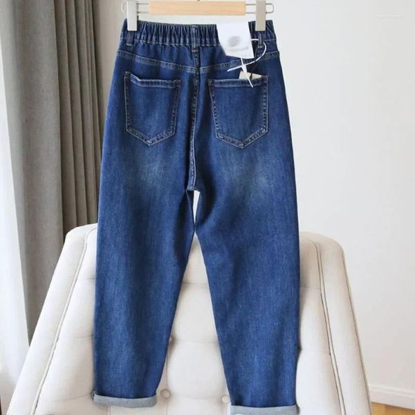 Kadınlar kot pantolon büyük ayak bileği uzunluğu harem baggy yüksek bel kadınları düz denim pantolon yaz Kore tarzı moda 2024 w60