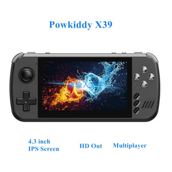 Jogadores Powkiddy X39 Portátil Retro Game Console 4.3 Polegadas IPS Screen Handheld Video Game Consoles Suporte Multiplayer Gaming Player Box