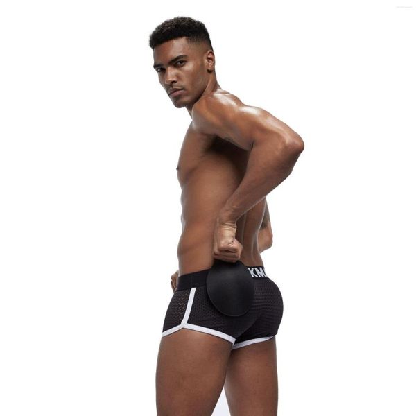 Unterhosen Sexy Männer Gepolsterte Unterwäsche Mesh Boxer Kurze Buttoceks Lifter Vergrößern BuPush Up Pad Penis Beutel Höschen