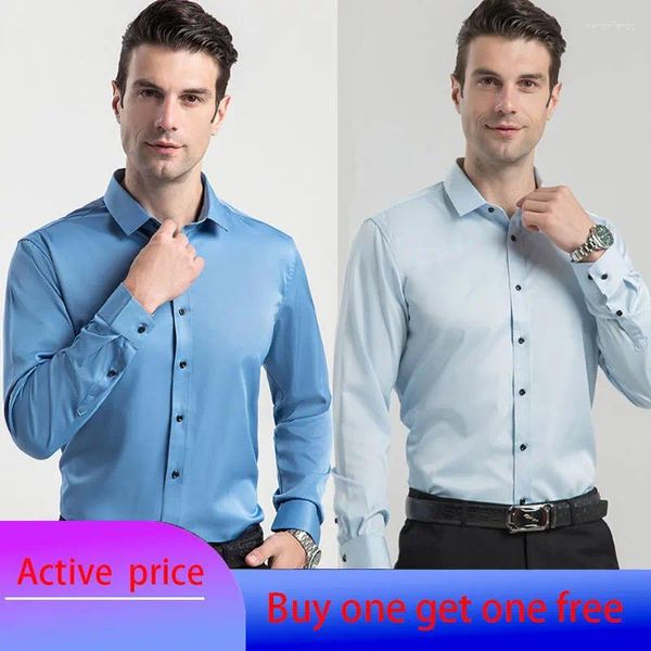 Erkekler Elbise Gömlek 6xl 8xl Gömlek Uzun Kollu İlkbahar/Yaz resmi yüksek kaliteli iş gündelik Demirsiz Düz Renk Süper Moda