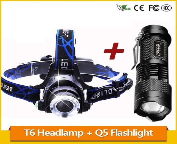 Zoom 3800LM T6 LED-Scheinwerfer, wiederaufladbar, 18650 Akku, Stirnlampe, Q5 Mini-LED-Taschenlampe, zoombar, taktische Taschenlampe, 1355226