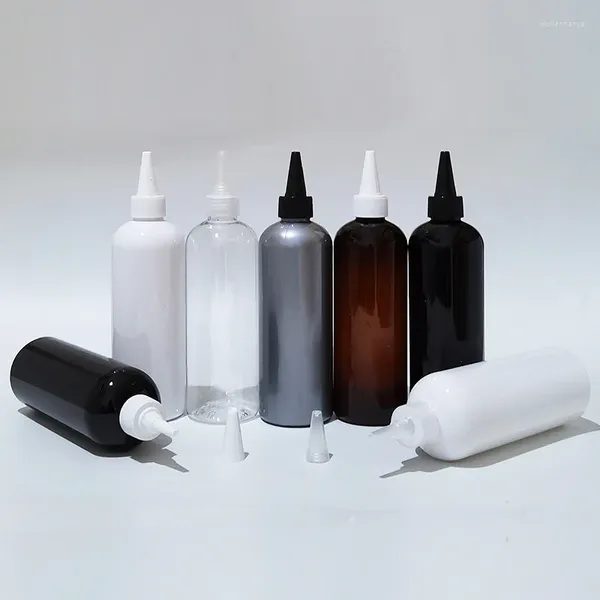 Aufbewahrungsflaschen 24 Stück 300 ml leere schwarze weiße Plastikflasche mit spitzer Mundkappe, Shampoo, Lotion, Kosmetikbehälter, 10 Unzen flüssiges PET