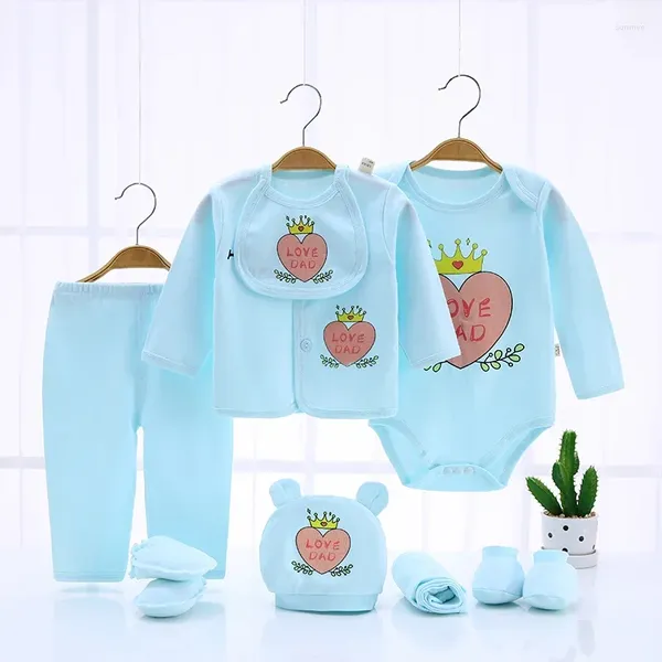 Kleidungssets für geborene Mädchen, Jungen, Kleidung, Anzüge, Baumwolle, Set für Babys, Kleinkinder, Rosa, Blau, Gelb, 7 oder 9 Teile/Set