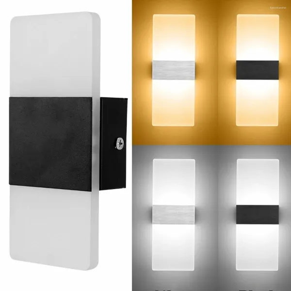 Lâmpadas de parede ferro acrílico branco preto lâmpada moderna 90-260v pintado led luz quarto banheiro para sala de estar wandlamp