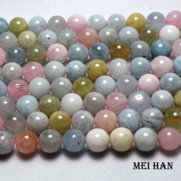 Perlen Meihan (1 Strang/Set), natürlicher 10 mm Beryll, modischer Charme, glatte, runde, lose Perlen für die Schmuckherstellung, DIY, Großhandel
