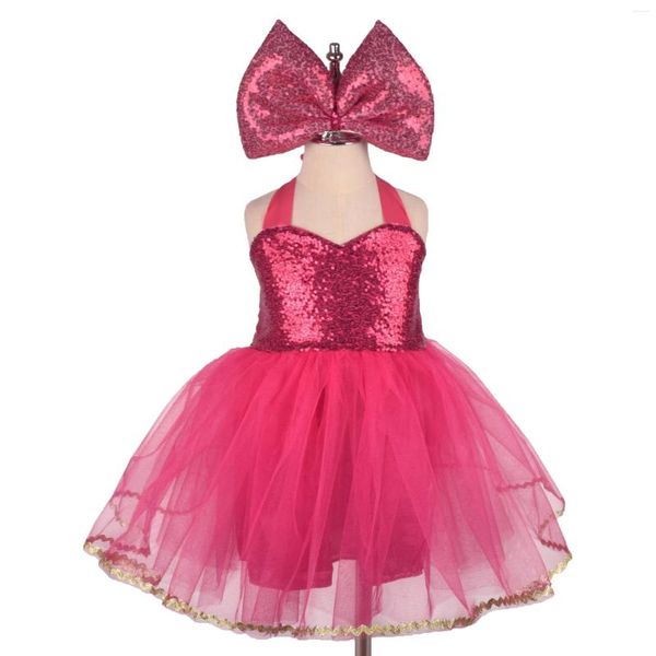 Palco desgaste vestido tutu para meninas brilhantes lantejoulas tule princesa festa de aniversário roupa de baile criança tênis vestido de baile