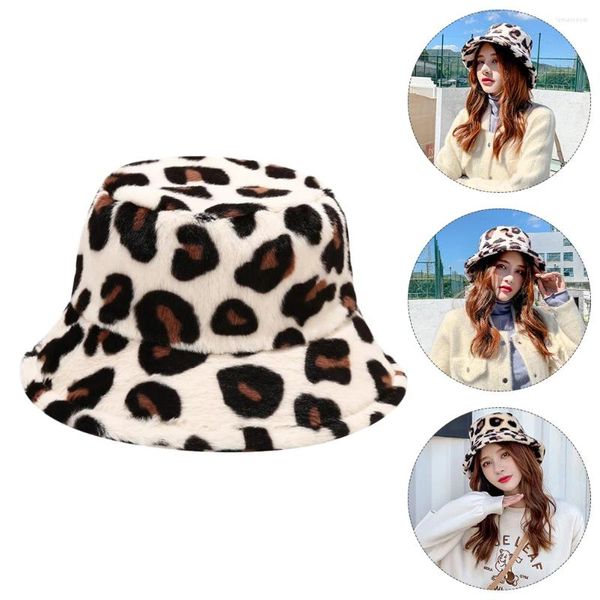 Berets Leopard Bucket Chapéu Pescador Retro Quente Accesorios Para Fur Fashion