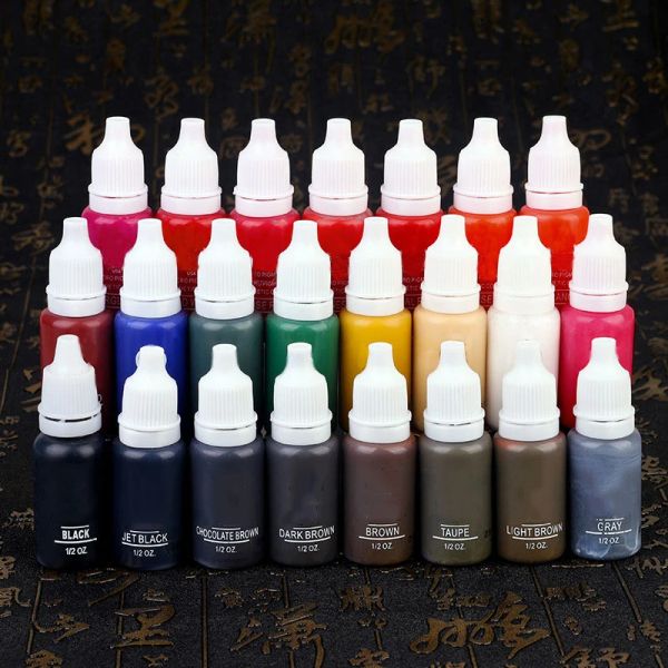 Guns 23 teile/satz 15 ml Tinte Permanent Make-Up Tattoo Pigment Kosmetische Tattoo Tinte Set Farbe für Tattoo Microblading Augenbrauen Lip körper Make-Up