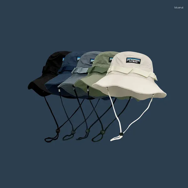 Berets Japonês Bordado Pescador Chapéu Ao Ar Livre Caminhadas Camping Protetor Solar Bacia Casal Modelos Sol Pesca